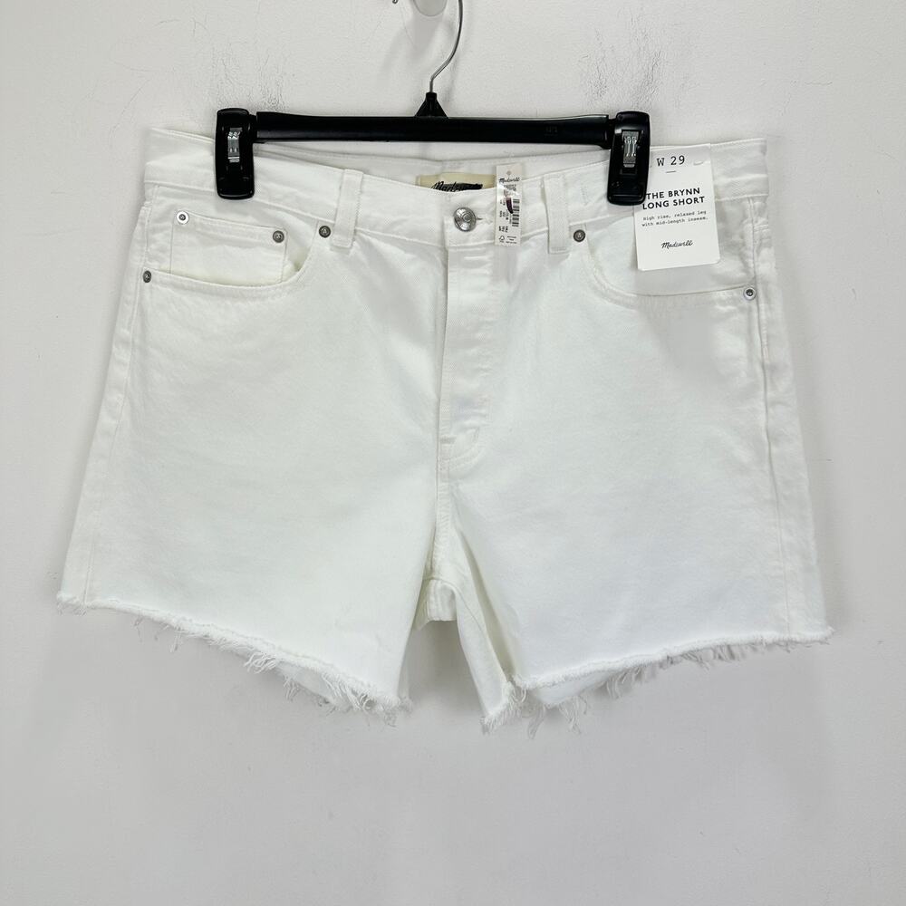 Madewell The Brynn Long Short Pure Low Slung Rigid Denim White Relaxed US 29 NWT - Picture 7 of 13